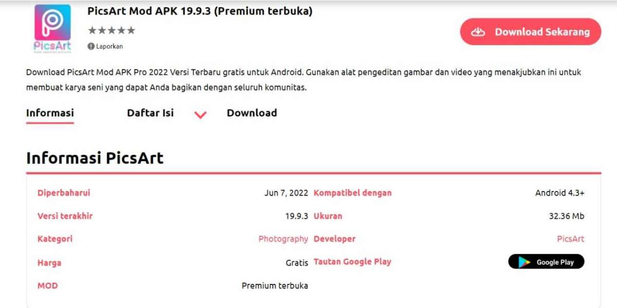 PicsArt Mod APK 2022 gratis di ponsel.