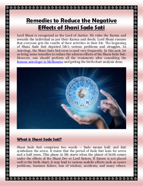 Remedies to Reduce the Negative Effects of Shani Sade Sati | edocr