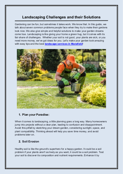 Landscaping Challenges and their Solutions
