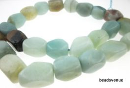 Amazonite Multicolour Faceted Rectangles -12x6mm- 16" Strand